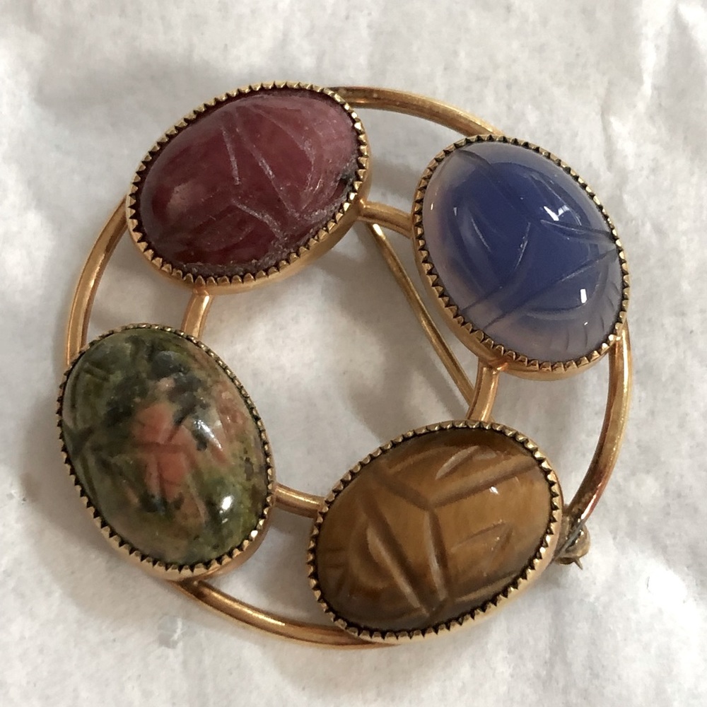 Simmons scarab brooch 12k gold filled